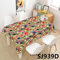 Nappe en PVC à imprimé floral personnalisé, anti-taches, motif de fleurs rouges, pour restaurant et usage quotidien