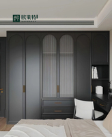 ARET Meuble Moderne Français Vert Foncé et Noir, Niche d'Art Personnalisée avec Grille Cannelée et Décoration Florale Arquée