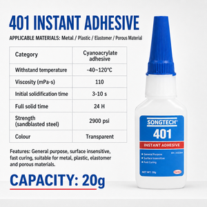Adhesivo <span class=keywords><strong>de</strong></span> <span class=keywords><strong>Cianoacrilato</strong></span> Industrial SONGTECH Directo <span class=keywords><strong>de</strong></span> Fábrica, Alternativa a Loctite 401 406 460 480 495 496, Pegamento CA <span class=keywords><strong>de</strong></span> Curado Rápido - Product Image 2