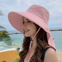 Topi Matahari UPF 50+ dengan Penutup Leher untuk Wanita, Topi Lebar untuk Berkebun, Hiking, Safari, Tahan Angin, dengan Tali Serut, Topi Nelayan, Tersedia dalam Jumlah Besar