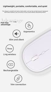 Souris sans fil Lulin, souris d'ordinateur silencieuse BT et 2.4G avec 1600 DPI, souris de bureau ergonomique, souris portable et mignonne pour ordinateur portable/PC/<span class=keywords><strong>Mac</strong></span> - Product Image 6