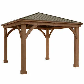 Einfache Montage erforderlich Garten Holz pavillon Outdoor Holz pavillon mit Aluminium dach
