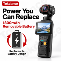Caméra portable Tokdance 4K avec stabilisateur à axe unique, reconnaissance gestuelle IA, écran rotatif de 1,5 pouces, batterie remplaçable