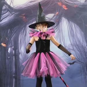 Vestido de <span class=keywords><strong>Bruja</strong></span> con Tutú para Niñas, <span class=keywords><strong>Disfraz</strong></span> Hecho a Mano para Halloween, Festivales, Fiestas, Bailes, Ropa para Fotos, Vestido Elegante para Purim - Product Image 2