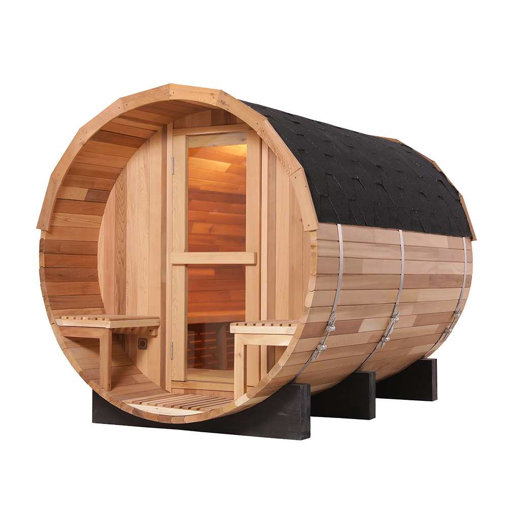 Wholesale Canadian Hemlock/Cedar Traditional Steam Sauna Room Barrel Sauna Outdoor Sauna for sale