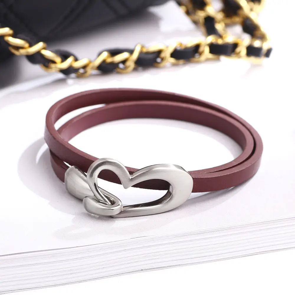 High Quality Leather Heart Handmade Bracelet Wristband