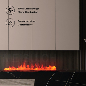 MEISU.CH Lámpara <span class=keywords><strong>LED</strong></span> con <span class=keywords><strong>efecto</strong></span> de llama moderna, <span class=keywords><strong>chimenea</strong></span> eléctrica digital larga de vidrio con atomizador de agua - Product Image 3