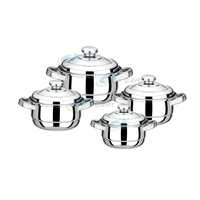 ODM/OEM – Nouveaux ensembles de batterie de cuisine 8 pièces en acier inoxydable poli, design moderne et écologique, poignées simples, compatibles gaz et induction
