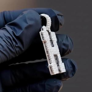 Colgante de Letra H con Incrustaciones de Moissanita, Estilo Hip Hop de Lujo, Plata 925, Amuleto con Inicial del Alfabeto - Product Image 2