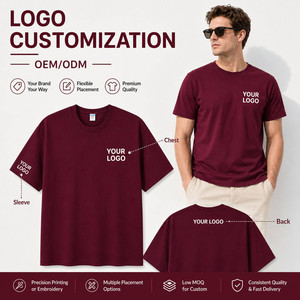 T-shirt personnalisé pour homme, 200 g, coton peigné, coupe classique, couleur unie, col rond, manches courtes, respirant, vêtements décontractés - Product Image 2