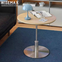 WISEMAX FURNITURE Meubles de style nordique pour la maison, table d'appoint créative pour canapé, table basse ronde en métal et bois pour salon, appartement