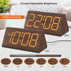 Reloj <span class=keywords><strong>Despertador</strong></span> Digital de Madera con Acabado Ajustable en Veta de Madera, Decoración de Mesa para la Esfera del Reloj - Product Image 4