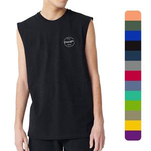 Summer Custom Print Logo New Black Cotton Workout Men <b>Sleeveless</b> T Shirt Oversize Cut Off Fitness Gym Tank <b>Top</b> Men - Product Image 1