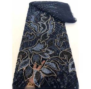 Tela de encaje para boda tela de encaje blanco africano 5 yardas telas de cordones de alta calidad para mujer vestido de novia de boda francés - Product Image 3