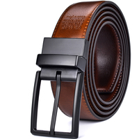 Sabuk Pria Desain Baru 3.2CM Coklat dan Cognac Sabuk Kulit Asli Bolak-Balik untuk Pria Dengan Gesper Putar