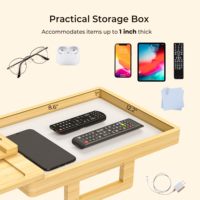 JQ Vente en gros Plateau pour bras de canapé en bambou Rangement double couche avec télécommande Organisateur et fente pour téléphone