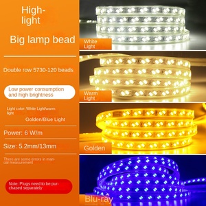 220V 5730 blanco cálido blanco azul púrpura tira Flexible iluminación LED doble fila 120chips/M tira de luces LED/Tira de luz LED - Product Image 4