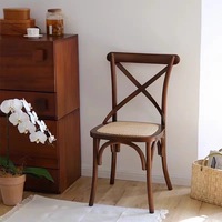 Chaise de salle à manger empilable en bois massif, style antique, pour événements, mariages, banquets, avec dossier croisé