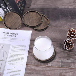 Sous-verres en bois avec support en métal, GOH <span class=keywords><strong>DODD</strong></span> 4 pouces 8 pièces sous-verres en bois sous-verre pour bar cuisine maison appartement - Product Image 6