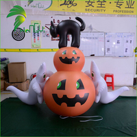 Décoration gonflable d'Halloween pour l'extérieur : Modèle de citrouille fantôme avec éclairage LED
