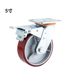 4 5 6 8 Zoll Doppel kugellager Hochleistungs-Eisenkern Rot PU Schwenkbares Polyurethan-Lenkrad - Product Image 5