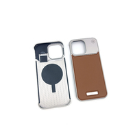 Casing ponsel kulit logam, pelindung telepon genggam Magnet untuk iPhone seri 13 14 15