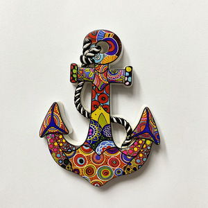 Imán Decorativo 3D para Refrigerador con Forma de Ancla, Estilo Bohemio, de Resina, Recuerdo de Viaje, Diseño Irregular Hecho a Mano - Product Image 1