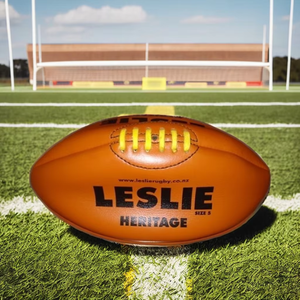 Union Leslie Heritage Rugby <b>Ball</b> Size 5 Pure Leather and Durable Rubber All-Weather Product - Product Image 1