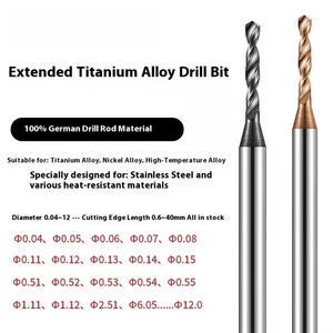 ดอกสว่านไมโคร 0.01 มม. ทนทานสูง หัวเจาะ 65 องศา ปลายแหลมยาว  เคลือบ TiCN คาร์ไบด์ 68HRC  ดอกกัด <span class=keywords><strong>2</strong></span> ฟัน - Product Image 3