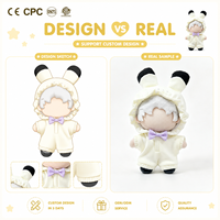 Combinaison à capuche personnalisée avec oreilles de lapin et nœud violet, tenue faite main pour poupée en coton rembourrée, accessoires de costume