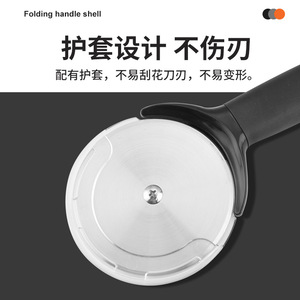 Pizza Cutter Stainless Steel Round <b>Blade</b> With Protective <b>Rollers</b> Black PP Handle Non Slip For Pizza Slicing - Product Image 4