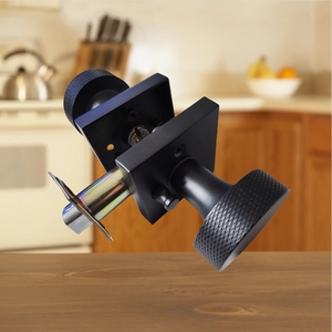 Ensemble de boutons de verrouillage de poignée intérieure robuste moderne carré privé entrée factice noir mat rosette moletée levier de porte - Product Image 4