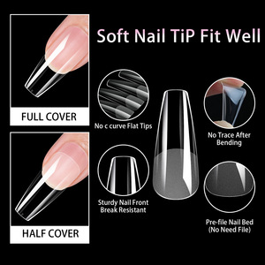 Puntas de Uñas Postizas Transparentes Semitransparentes de 504 Piezas en Bolsa, Forma Trapezoidal, Sin Lija, <span class=keywords><strong>Manicura</strong></span> sin Costuras - Product Image 3