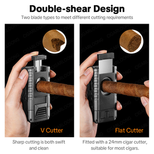 Briquet à cigare multifonctionnel <span class=keywords><strong>en</strong></span> métal, triple flamme, coupe-vent, rechargeable au butane, allumeur portable d'extérieur, cadeaux d'affaires - Product Image 4