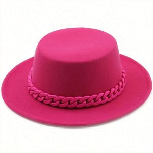 Chapeau Fedora Unisexe en Feutre à Large Bord avec Chaîne – Prix Abordable, En Stock, Idéal pour l'Extérieur - Product Image 1