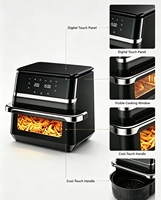 Friteuse à air chaud domestique à grande capacité avec écran tactile numérique visible, menus prédéfinis et température réglable