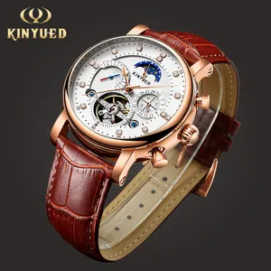 KINYUED J025 Herren Mechanische Uhr Ledergürtel Automatischer Kalender Auto Date Luxus Herren uhren