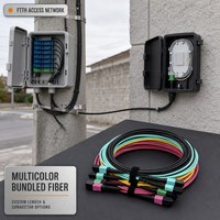 Kabel Bundel Serat Optik Aktif Hitam Aqua Kuning Magenta dengan Pilihan Konektor Khusus untuk Jaringan Akses FTTH