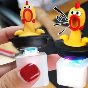 Llavero de juguete de plástico recargable con forma de pollo amarillo de dibujos animados, con botón activado por voz y luz LED, para alivio del estrés y ansiedad sensorial - Product Image 1