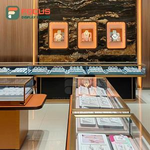 Vitrine à bijoux en verre, comptoir à bijoux en bois, éclairage LED, présentoir à bijoux haut de gamme, unité de présentation de luxe - Product Image 4