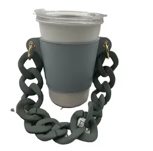 Koffie Cup Mouwen Met Ketting Melk Bekerhouder Herbruikbare Lederen Koffie Chain Holder Perfect Voor Hot Koffie Drinken