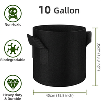 Sacs de culture robustes et respirants en tissu non tissé épaissi de 1 à 2 mm, 5 gallons, avec poignées à double couture renforcées et étiquettes pour plantes