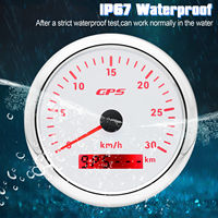 Compteur de vitesse GPS électrique 85 mm 30 km/h avec odomètre et capteur, rétroéclairage LED rouge, cadran blanc, ajustement universel pour bateau et marine