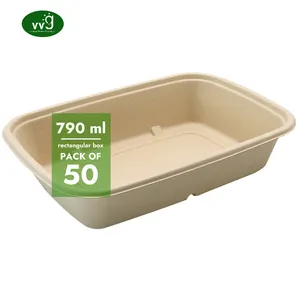 VVG pfas ücretsiz compostable biyobozunur şeker kamışı küspe tek kullanımlık microwafood gıda konteyner ambalaj kutuları