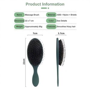 Brosse à cheveux professionnelle en nylon et poils de sanglier, démêlante, avec logo, pour salon de coiffure, outil de coiffure écologique, vente en gros d'usine - Product Image 4