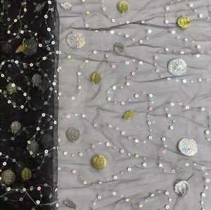 Tela de Encaje de Tul con Lentejuelas y Malla Reforzada con Brocado, Diseño de Puntos Grandes y Pequeños, Estilo Liso, Tejido de Punto por Urdimbre, Textil para el Hogar - Product Image 2