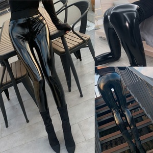 Hot Sale Women's Fashion PU Leather Pants <strong>Wet</strong> <strong>Look</strong> High Waist Stretch <strong>Leggings</strong> Skinny Cropped Pants - Product Image 3