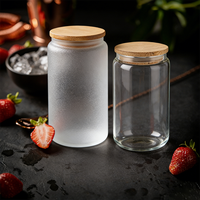 Entrepôt USA – Nouveaux verres en borosilicate transparent givré de haute qualité de 16 oz et 20 oz pour sublimation, avec couvercle en bambou et pailles, pour bière et autres boissons