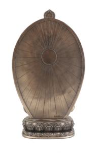 Estatua de Buda de bronce con acabado de poliresina, estatua Fengshui religioso, decoración de mesa con acabado de bronce - Product Image 2