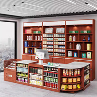 Meuble de rangement robuste personnalisé en bois pour tabac et alcool, avec étagère d'angle pour snacks, idéal pour les supérettes et supermarchés